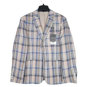 Lauren Ralph Lauren Men's Classic-Fit Linen Sport Coat Tan/Blue Plaid 40R NWT